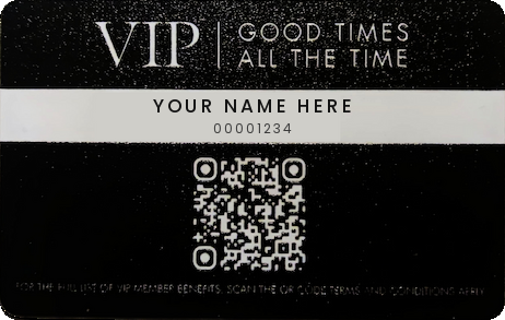The back of The Asunción Times VIP membership card, personalised with the VIP Member's name and VIP number
