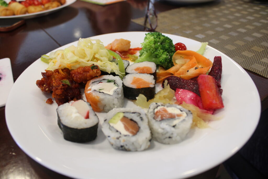 Food at Sakura, a restaurant in Ciudad del Este.