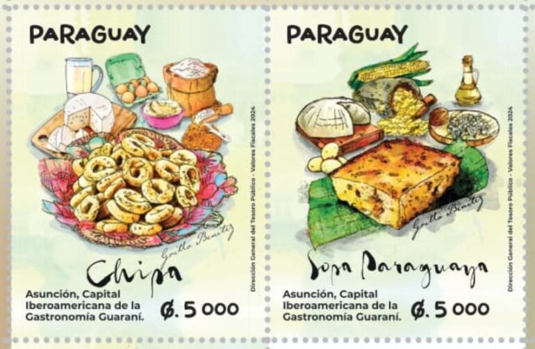 The new postage stamps issued by the Paraguayan Post Office