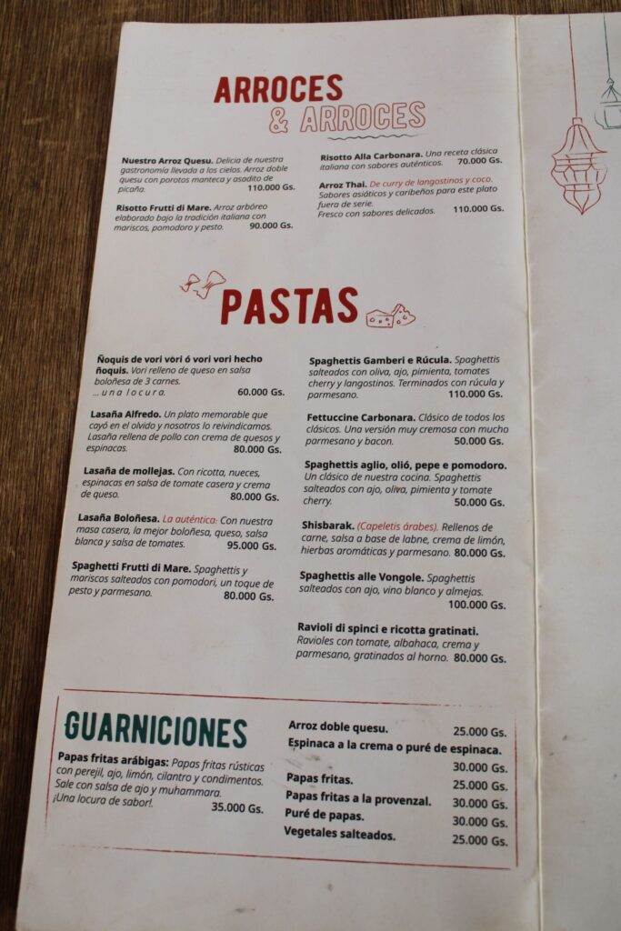 D'Alepo Cocina Menu