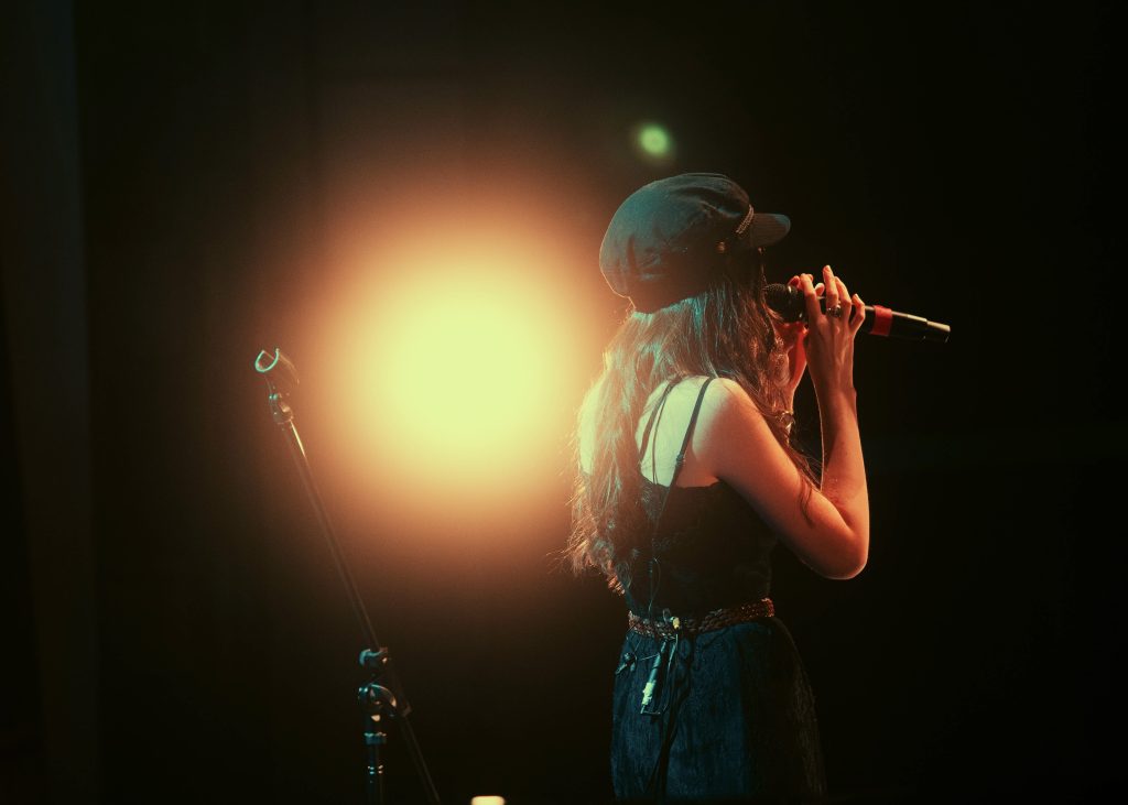 Her on the stage.
