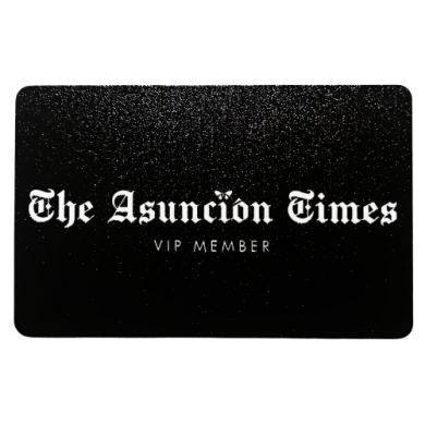 Front of The Asunción Times VIP Member Card, a black card with the newspaper's white logo, used for discounts in Asunción.