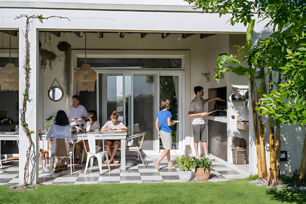 Barbecue and family.