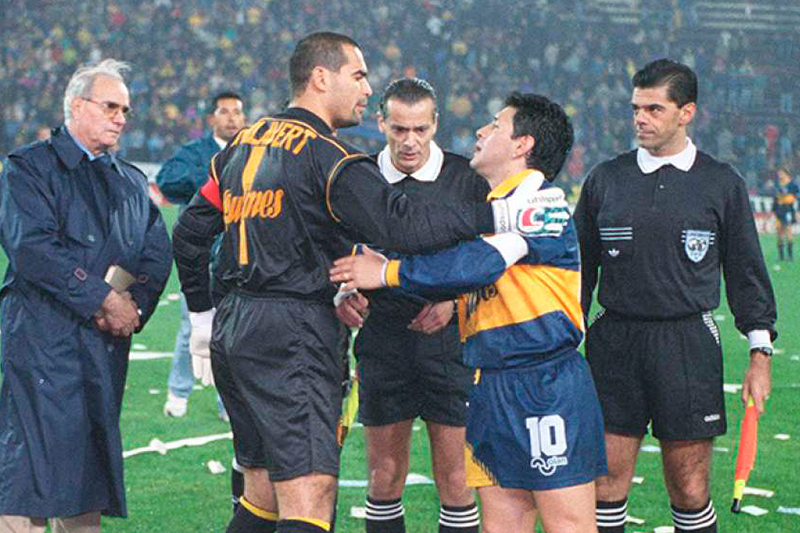 Chilavert saluting Maradona