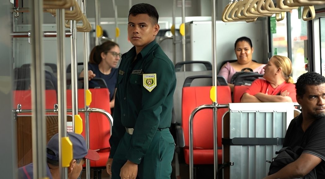Passengers in the electric buses