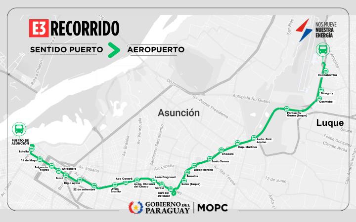 The first route of the E3 line 