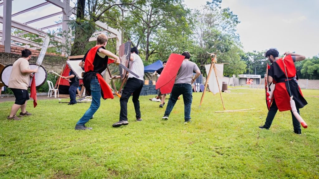 A battle taking place