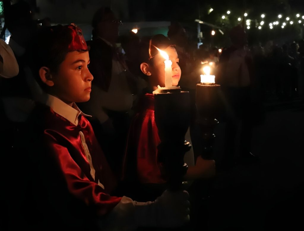 Children with candles at the Great Way Of The Cross