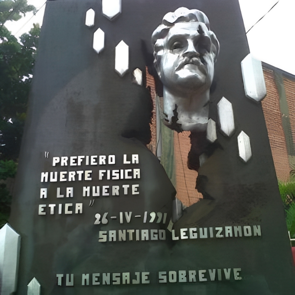 Monument in honour of Santiago Leguizamón, murdered on the day of the Paraguayan journalist 