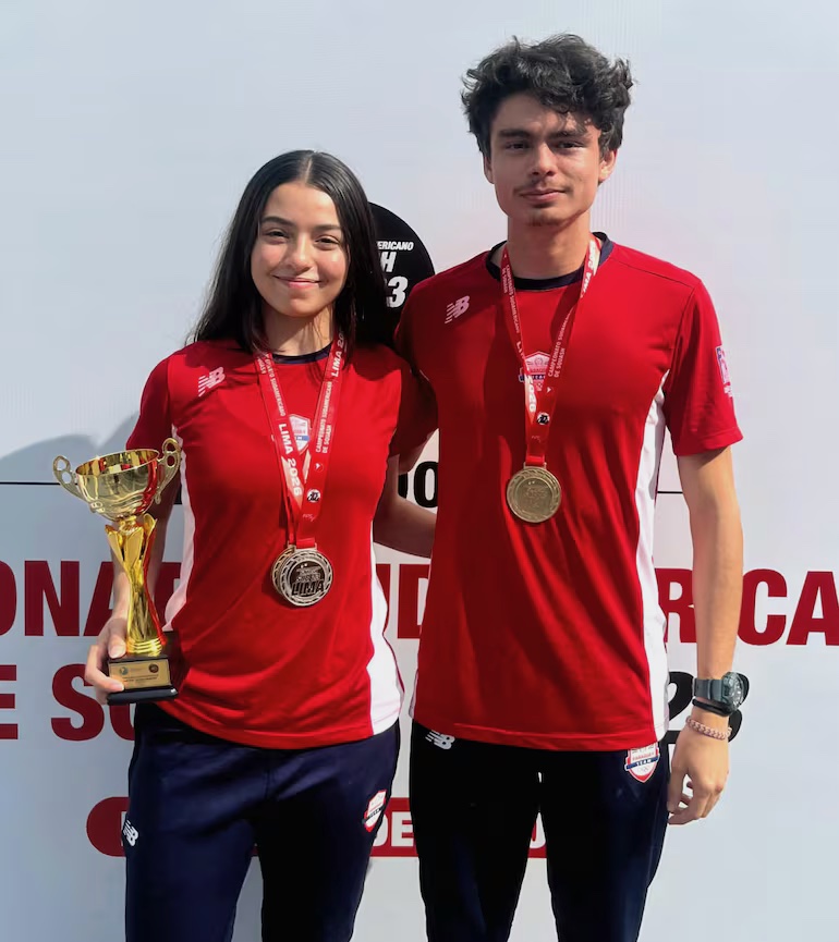 Fiorella Gatti and Daniel Casarino at the squash tournament in Peru.